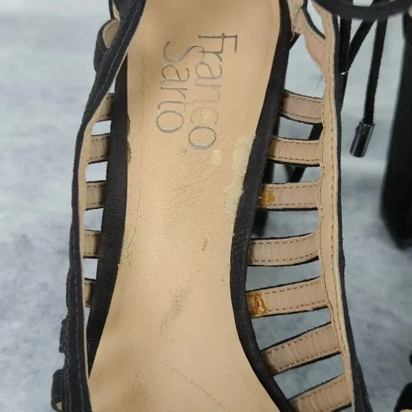 Franco Sarto Ankle Tie Sandals With Chunky High Heels The "Ernie" - Picture 16 of 17